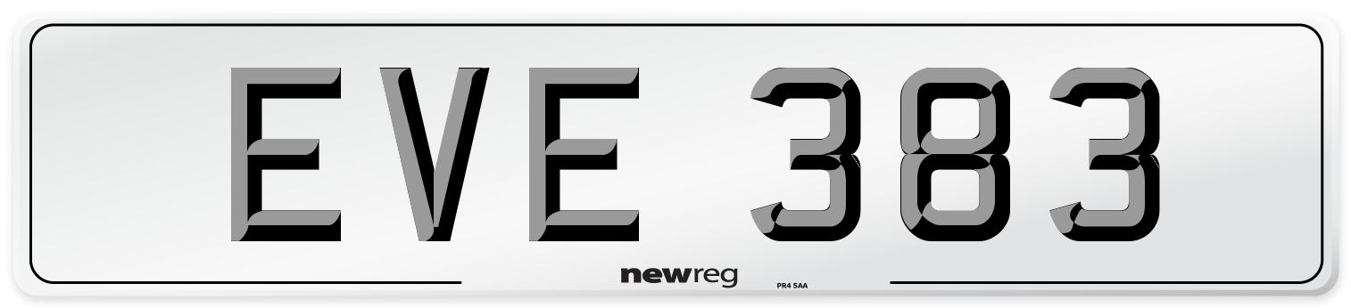 EVE 383 Number Plate from New Reg